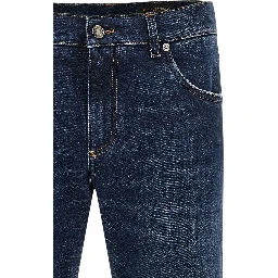 Blue Cotton Straight-Leg Jeans