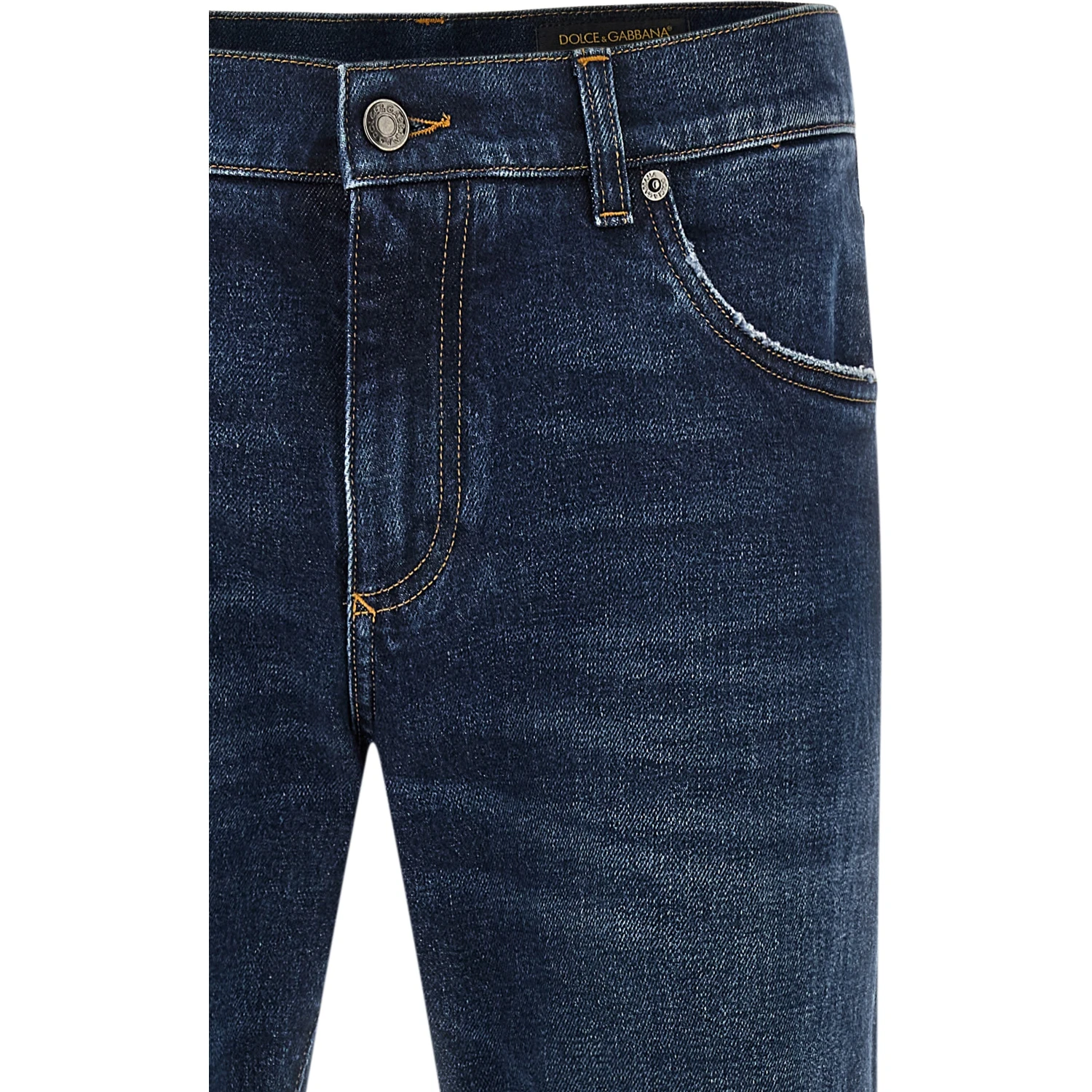 Blue Cotton Straight-Leg Jeans