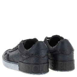 Black Lamb Leather Low Top Sneakers