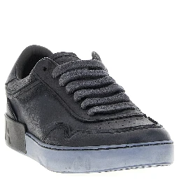 Black Lamb Leather Low Top Sneakers