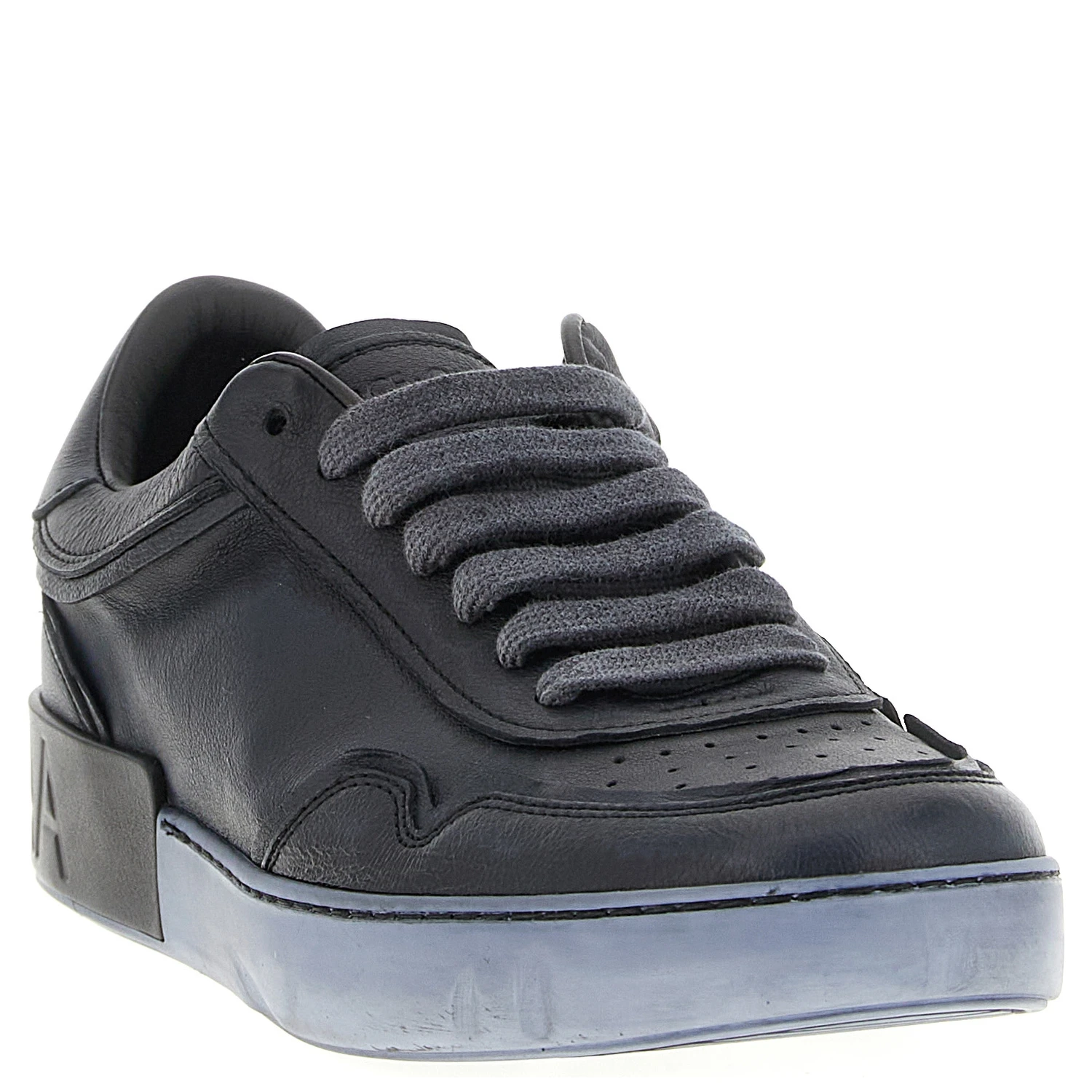 Black Lamb Leather Low Top Sneakers