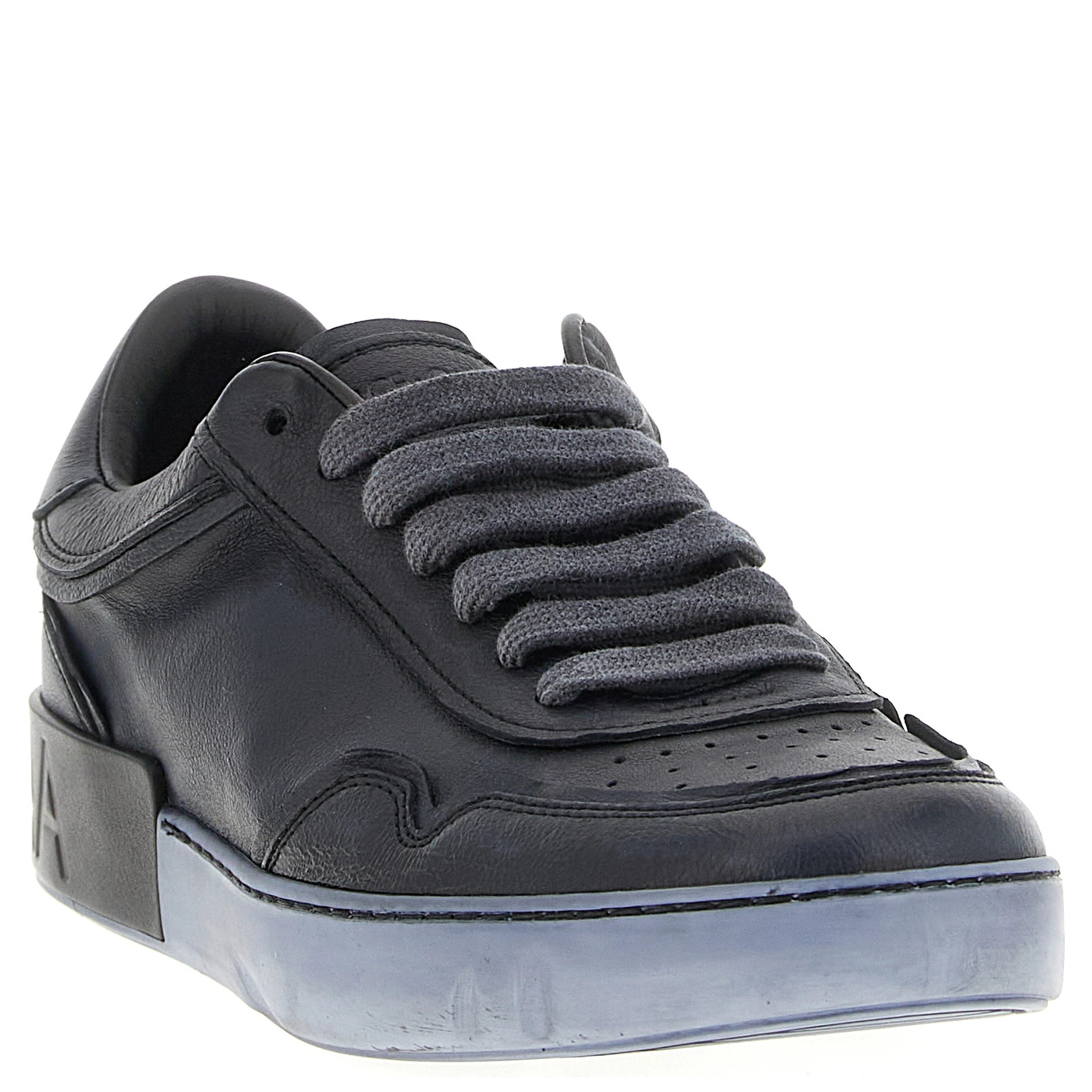 Black Lamb Leather Low Top Sneakers