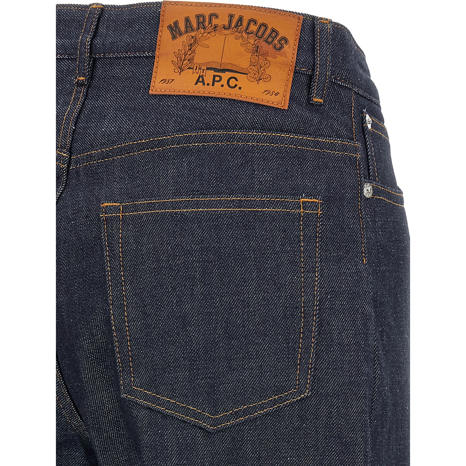 Blue Cotton Straight-Leg Jeans