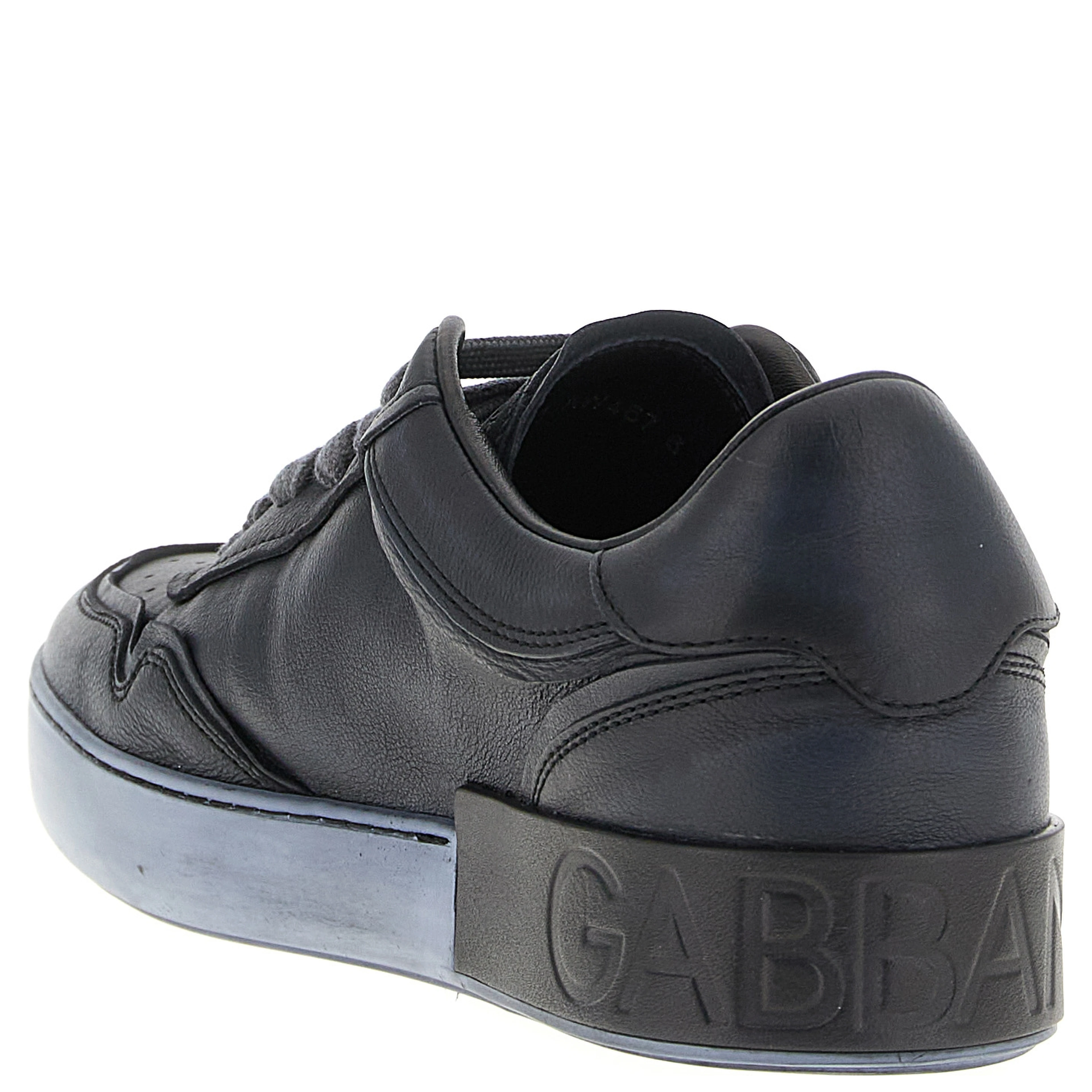 Black Lamb Leather Low Top Sneakers
