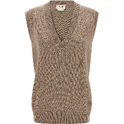 Beige Cashmere Sleeveless Jacket
