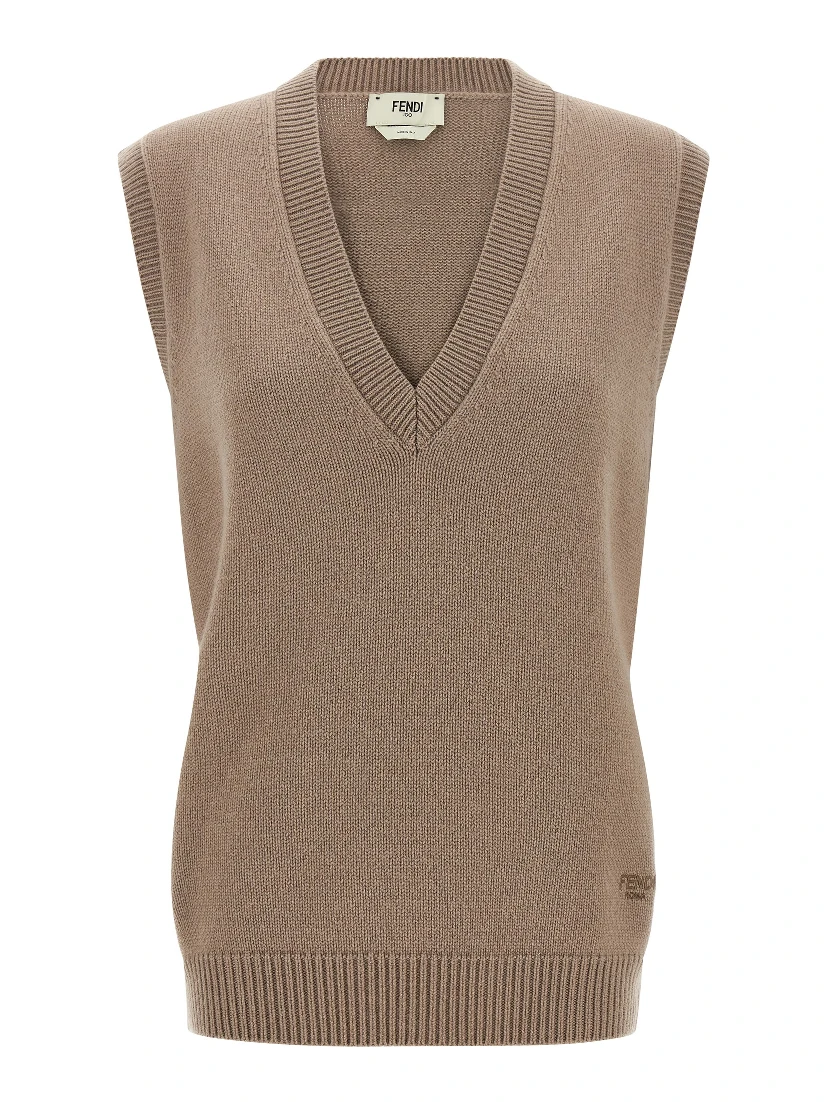 Beige Cashmere Sleeveless Jacket
