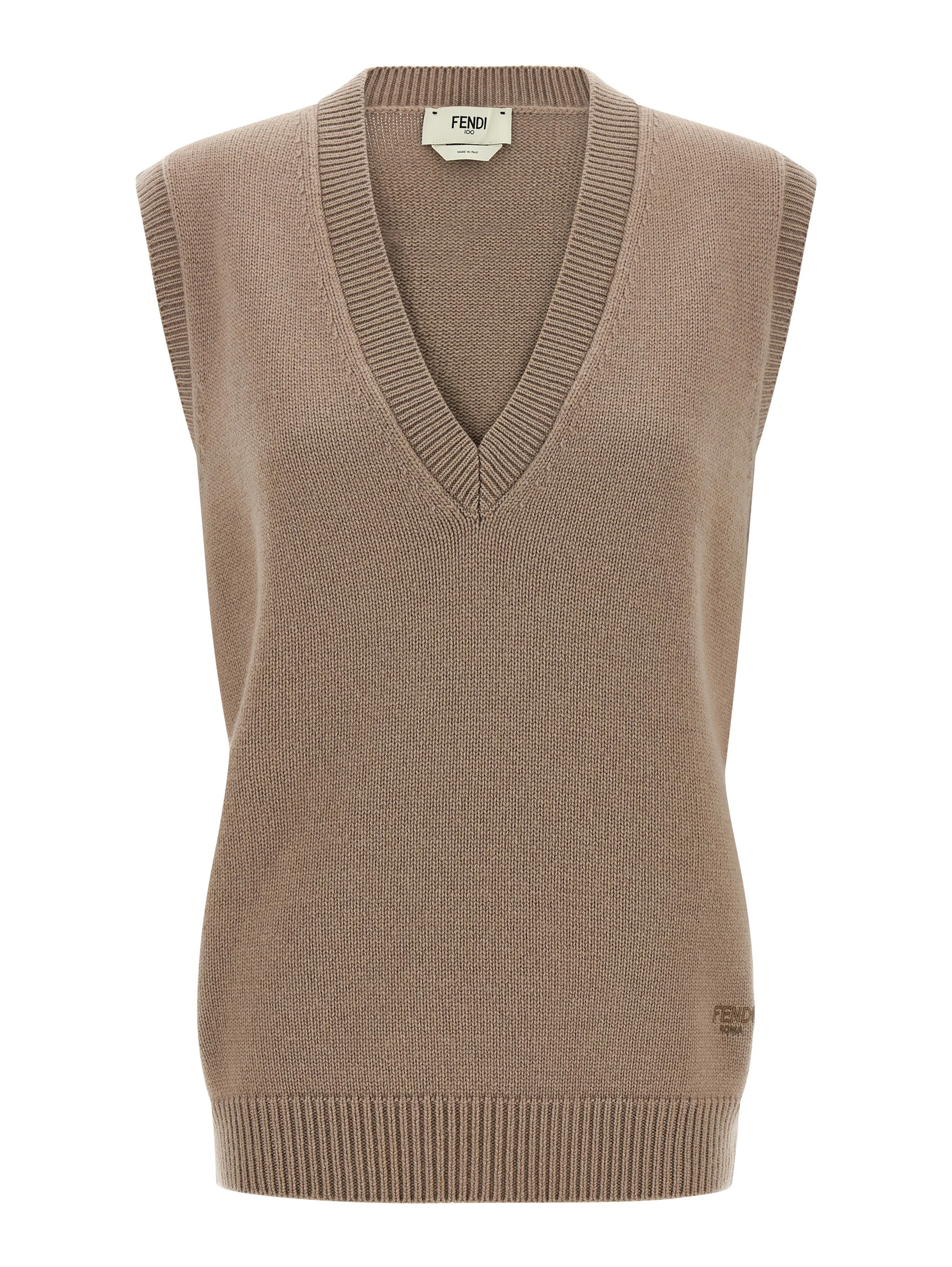 Beige Cashmere Sleeveless Jacket