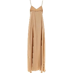 Beige Viscose Long Dress