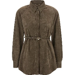 Gray Lamb Leather Blouse