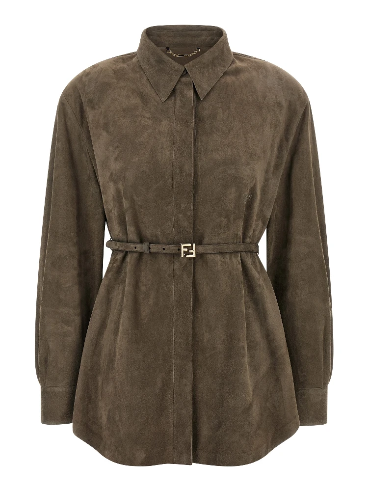 Gray Lamb Leather Blouse