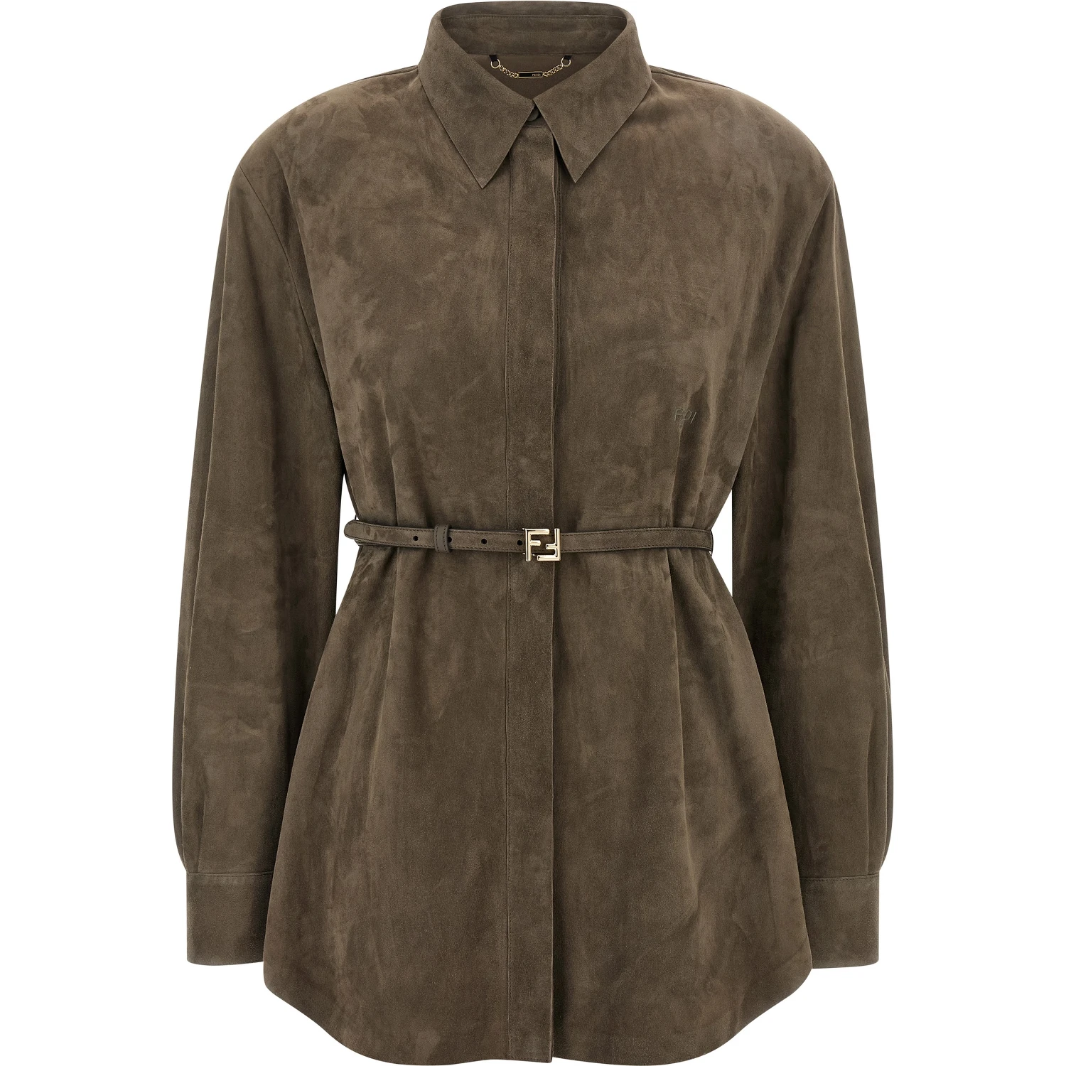 Gray Lamb Leather Blouse