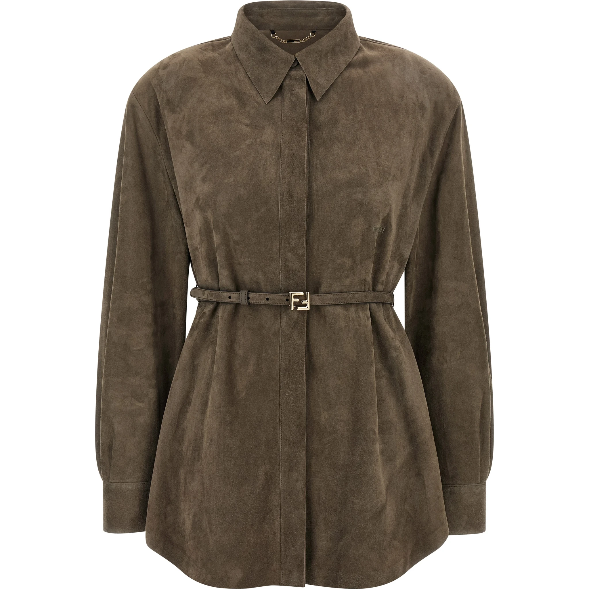Gray Lamb Leather Blouse