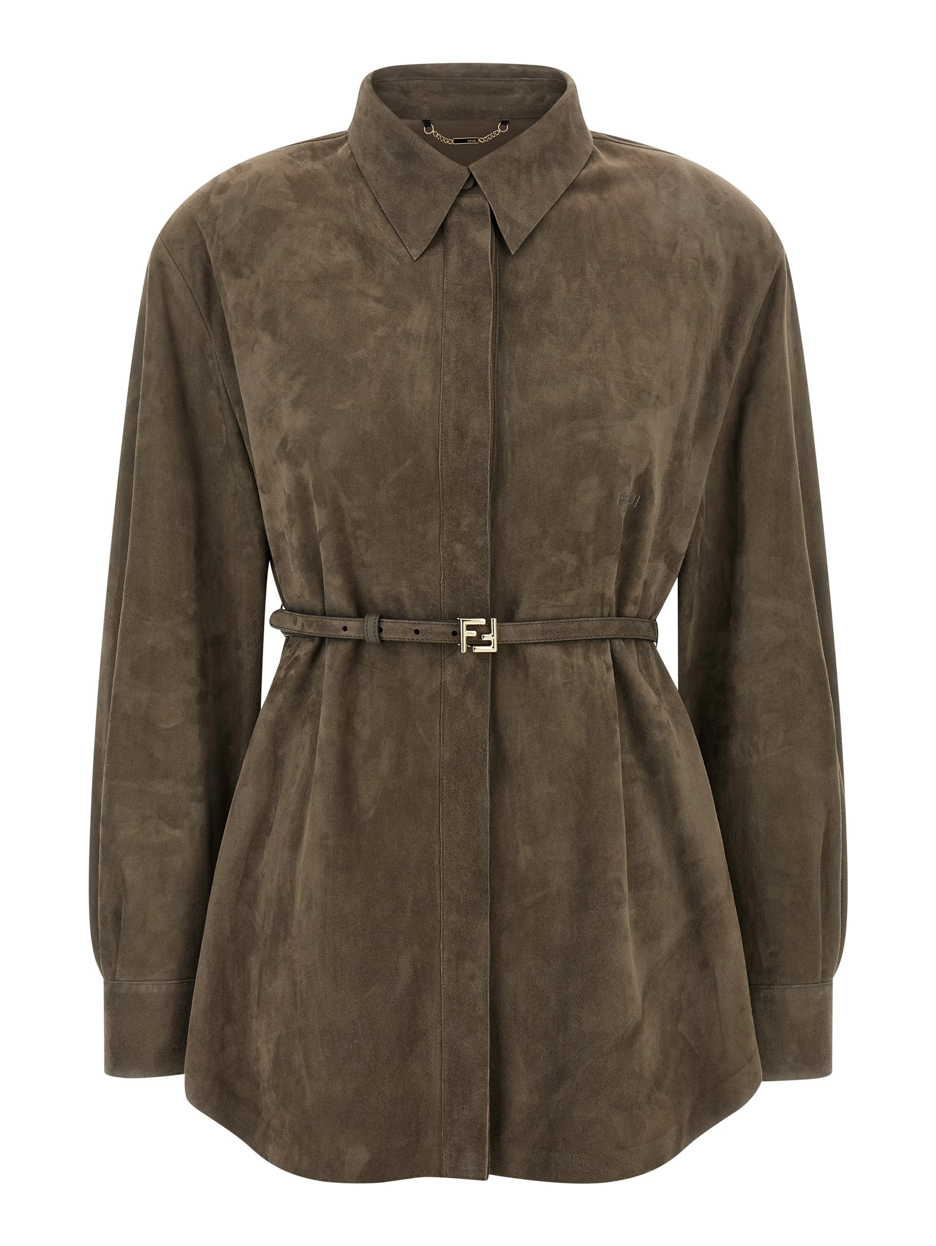 Gray Lamb Leather Blouse