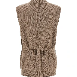 Beige Cashmere Sleeveless Jacket
