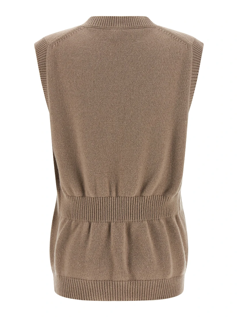 Beige Cashmere Sleeveless Jacket