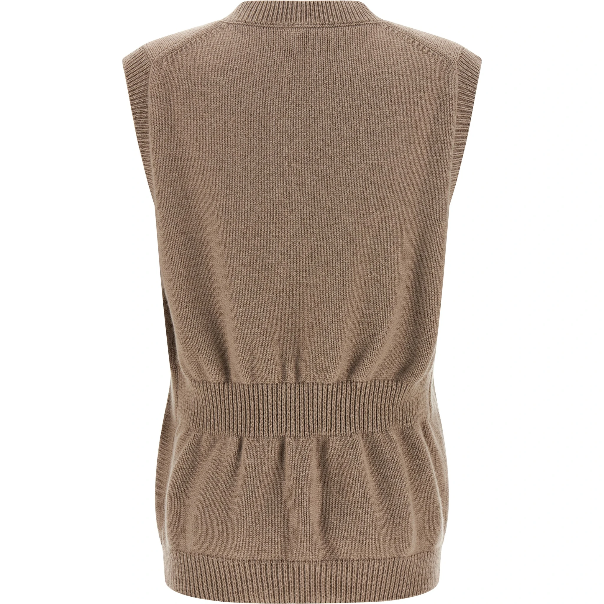 Beige Cashmere Sleeveless Jacket