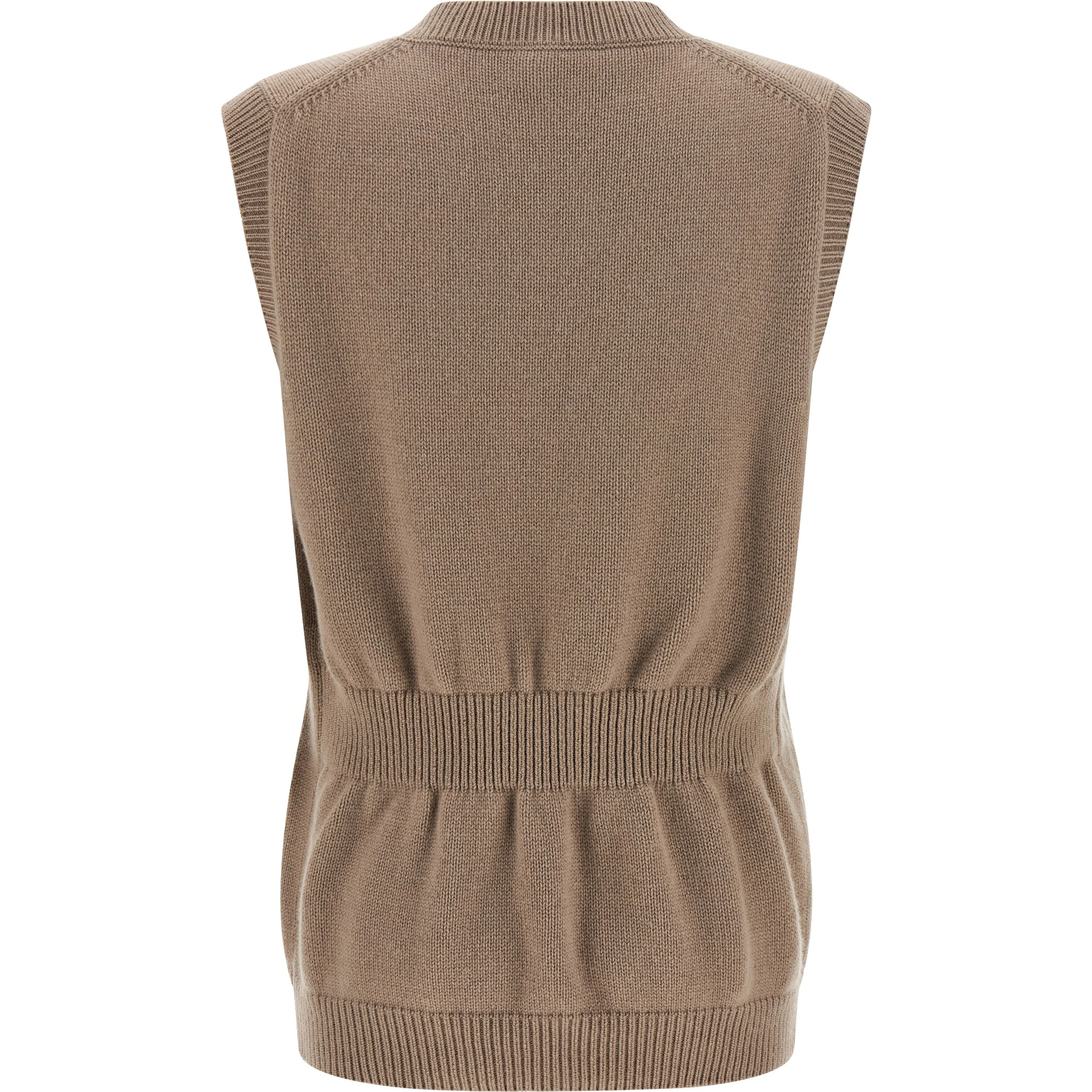 Beige Cashmere Sleeveless Jacket