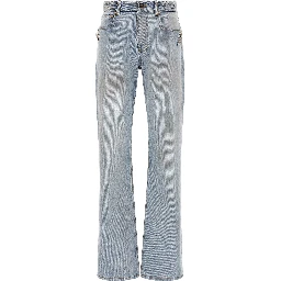 Blue Cotton Straight-Leg Jeans