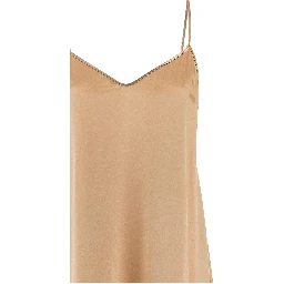Beige Viscose Long Dress