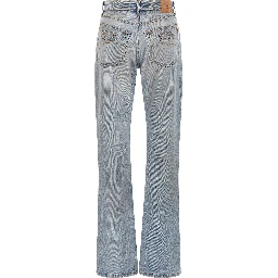 Blue Cotton Straight-Leg Jeans