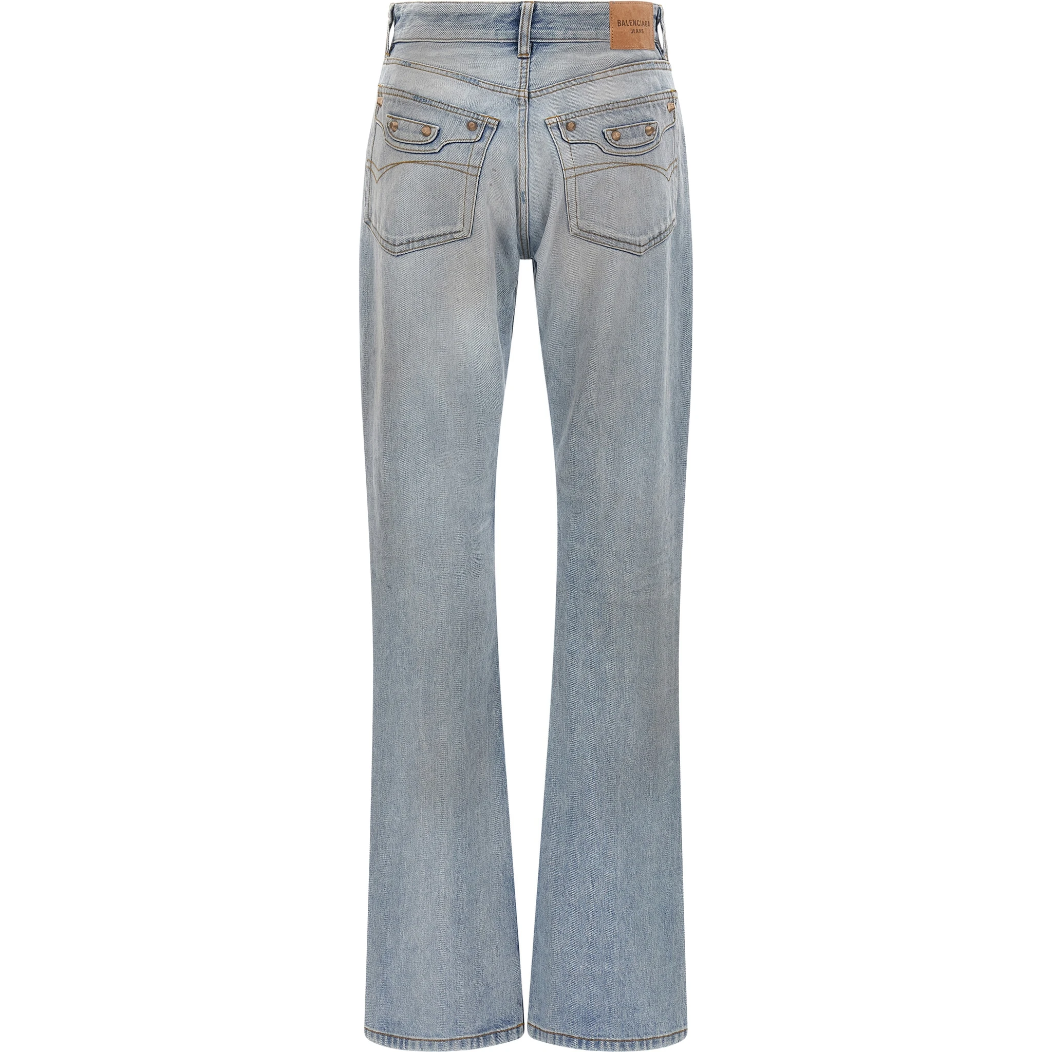 Blue Cotton Straight-Leg Jeans