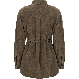 Gray Lamb Leather Blouse
