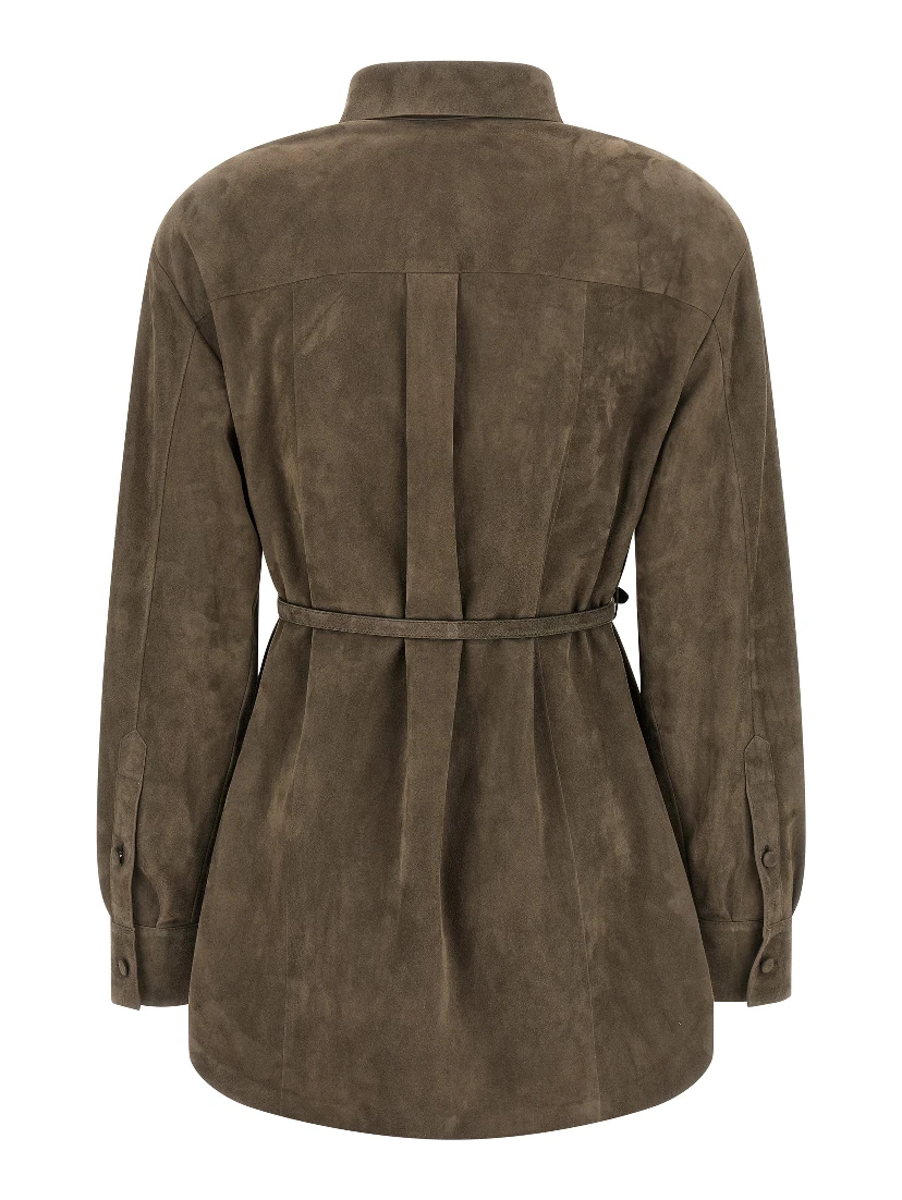 Gray Lamb Leather Blouse