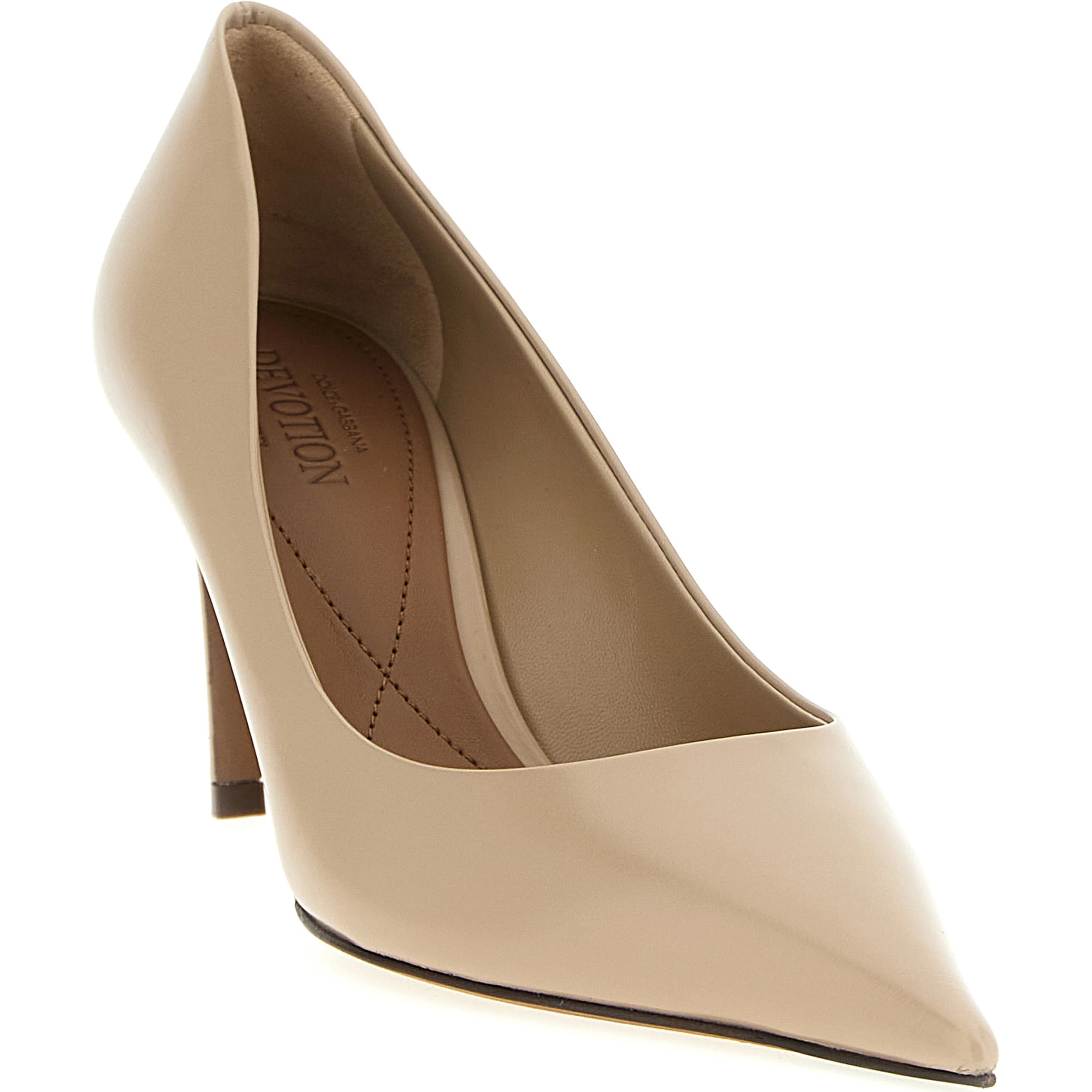 Beige Calfskin High Heel Pumps