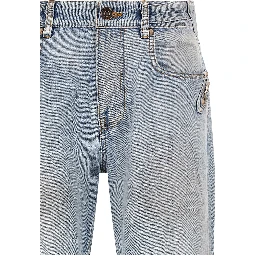 Blue Cotton Straight-Leg Jeans