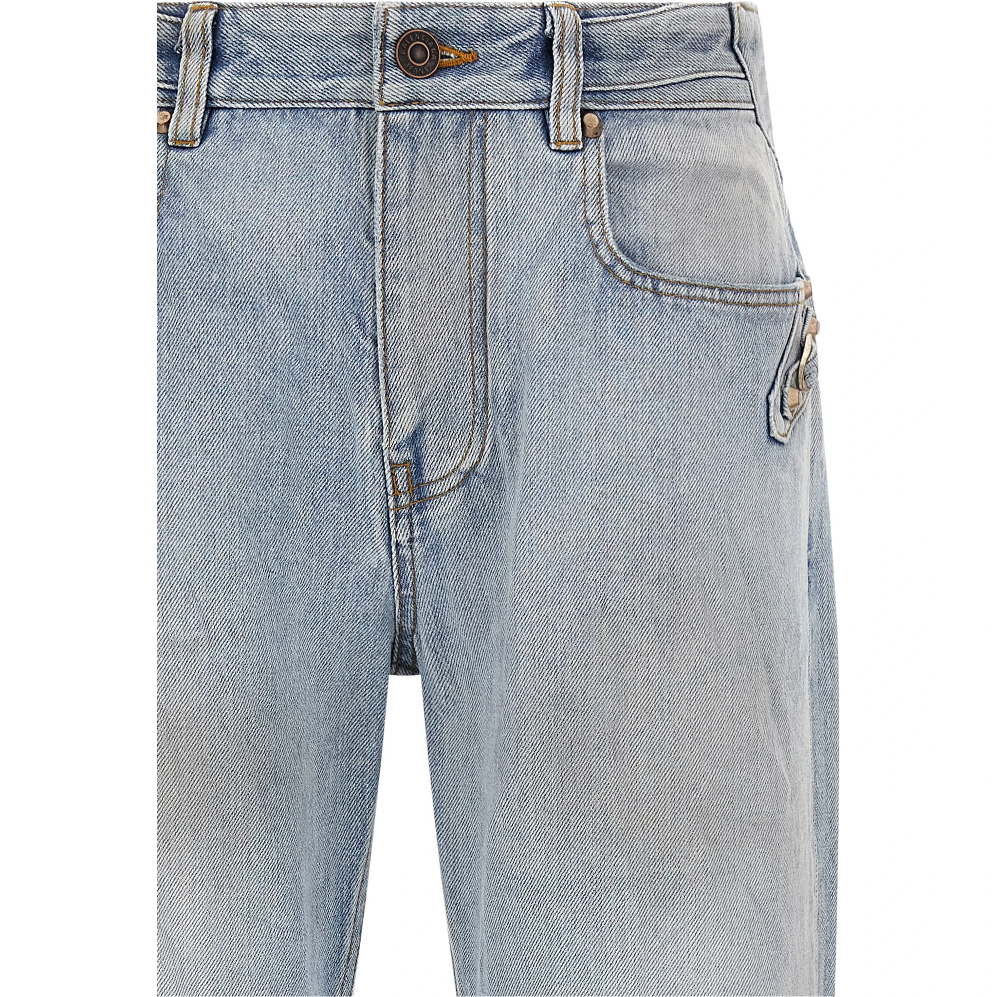 Blue Cotton Straight-Leg Jeans