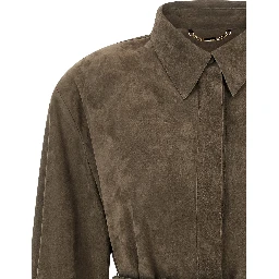 Gray Lamb Leather Blouse