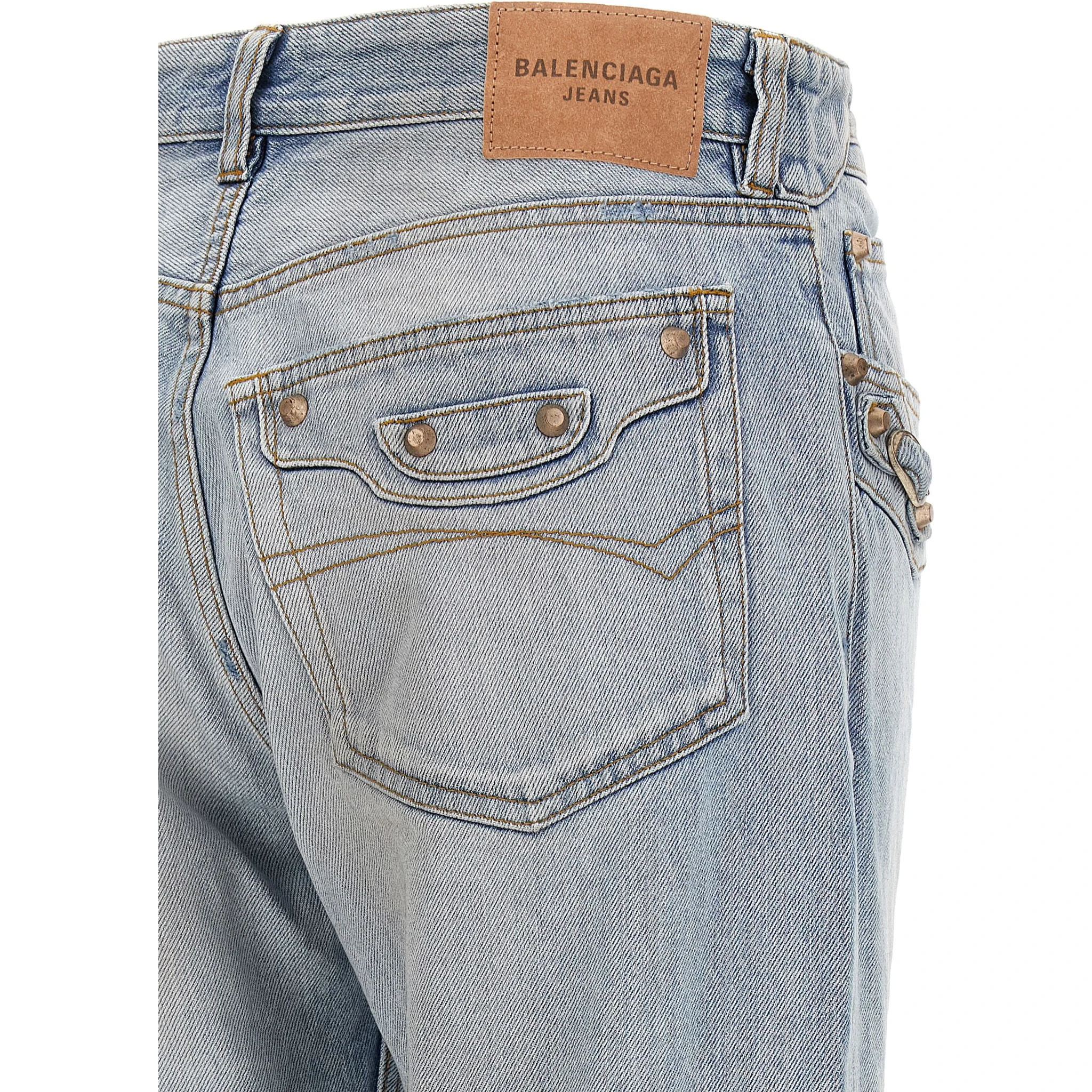 Blue Cotton Straight-Leg Jeans