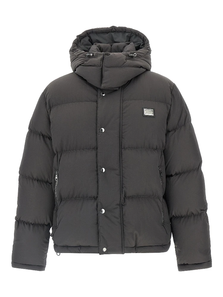 Gray Polyamide Full-Length Jacket