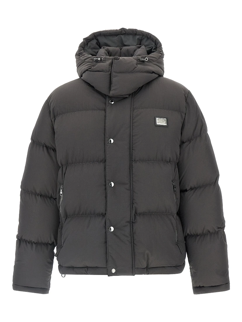 Gray Polyamide Full-Length Jacket