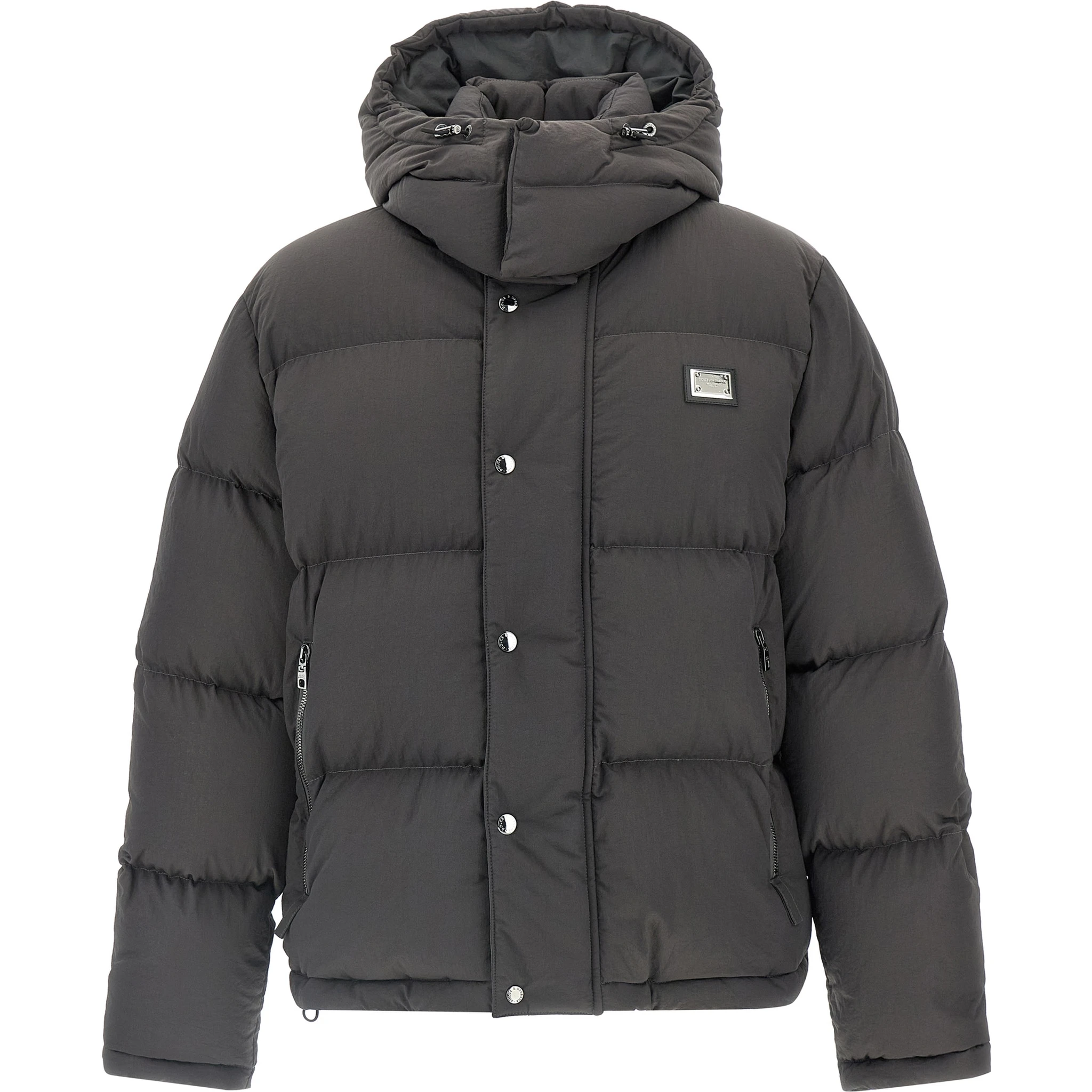 Gray Polyamide Full-Length Jacket
