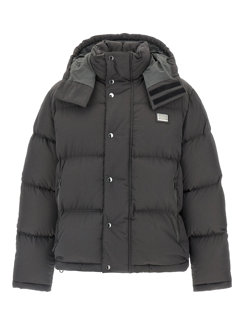 Gray Polyamide Full-Length Jacket