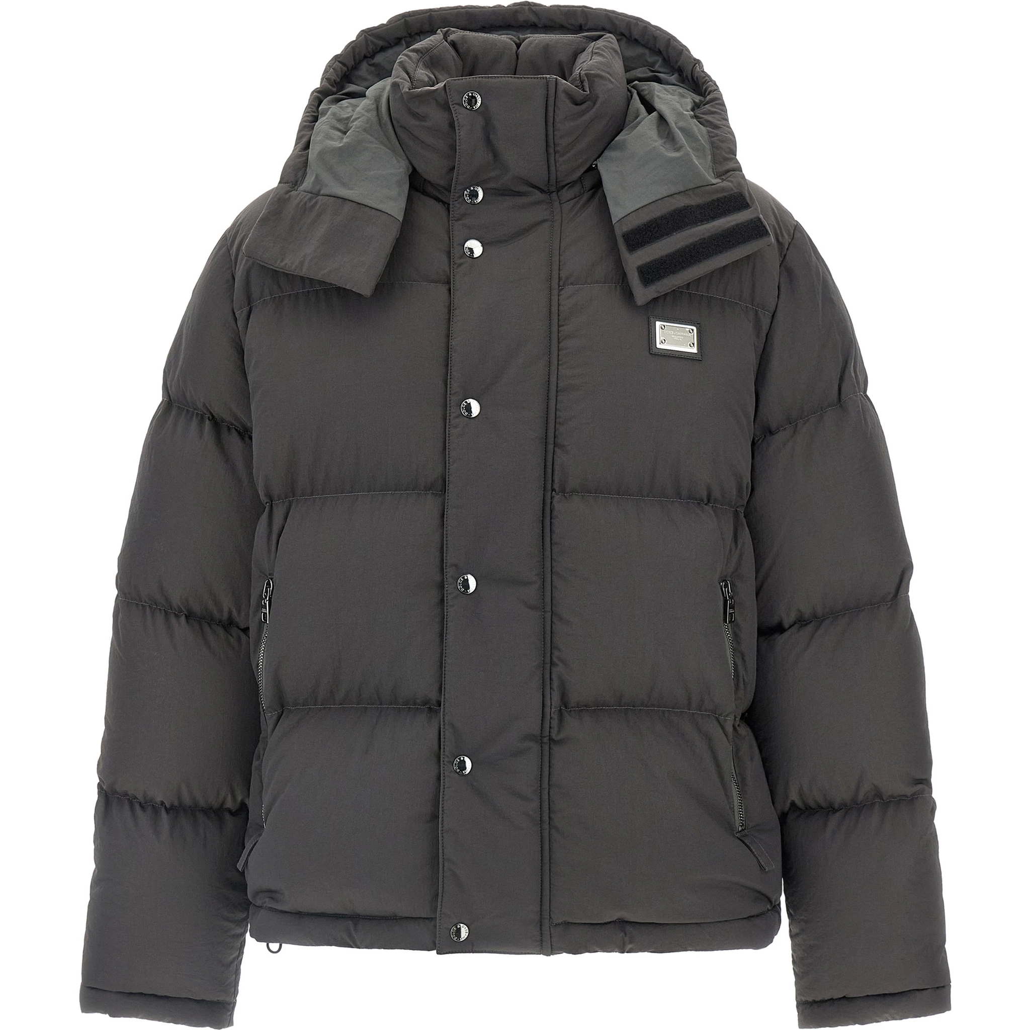 Gray Polyamide Full-Length Jacket