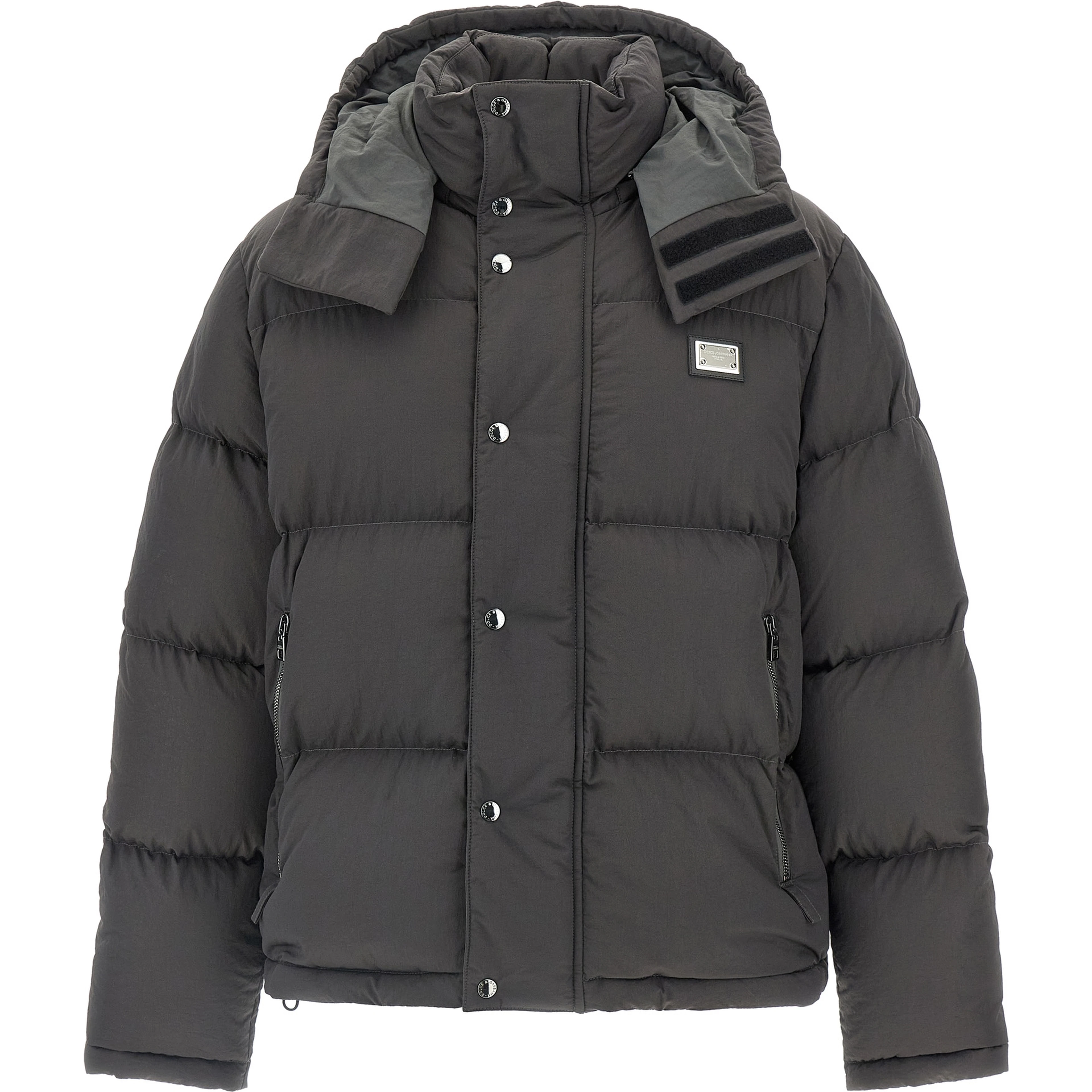 Gray Polyamide Full-Length Jacket