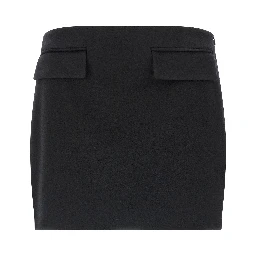 Black Virgin Wool Long Skirt