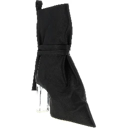 Black Cowhide Ankle Boots