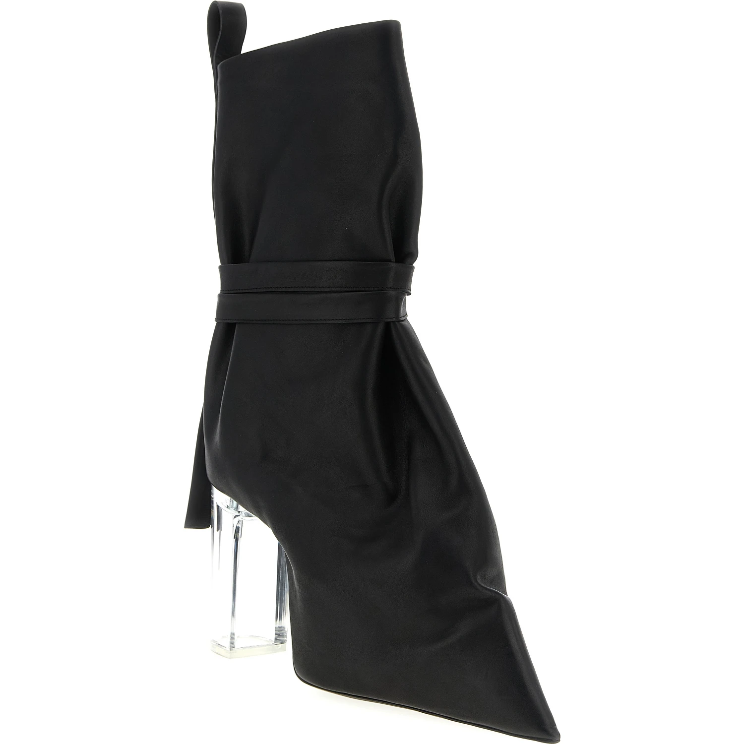 Black Cowhide Ankle Boots