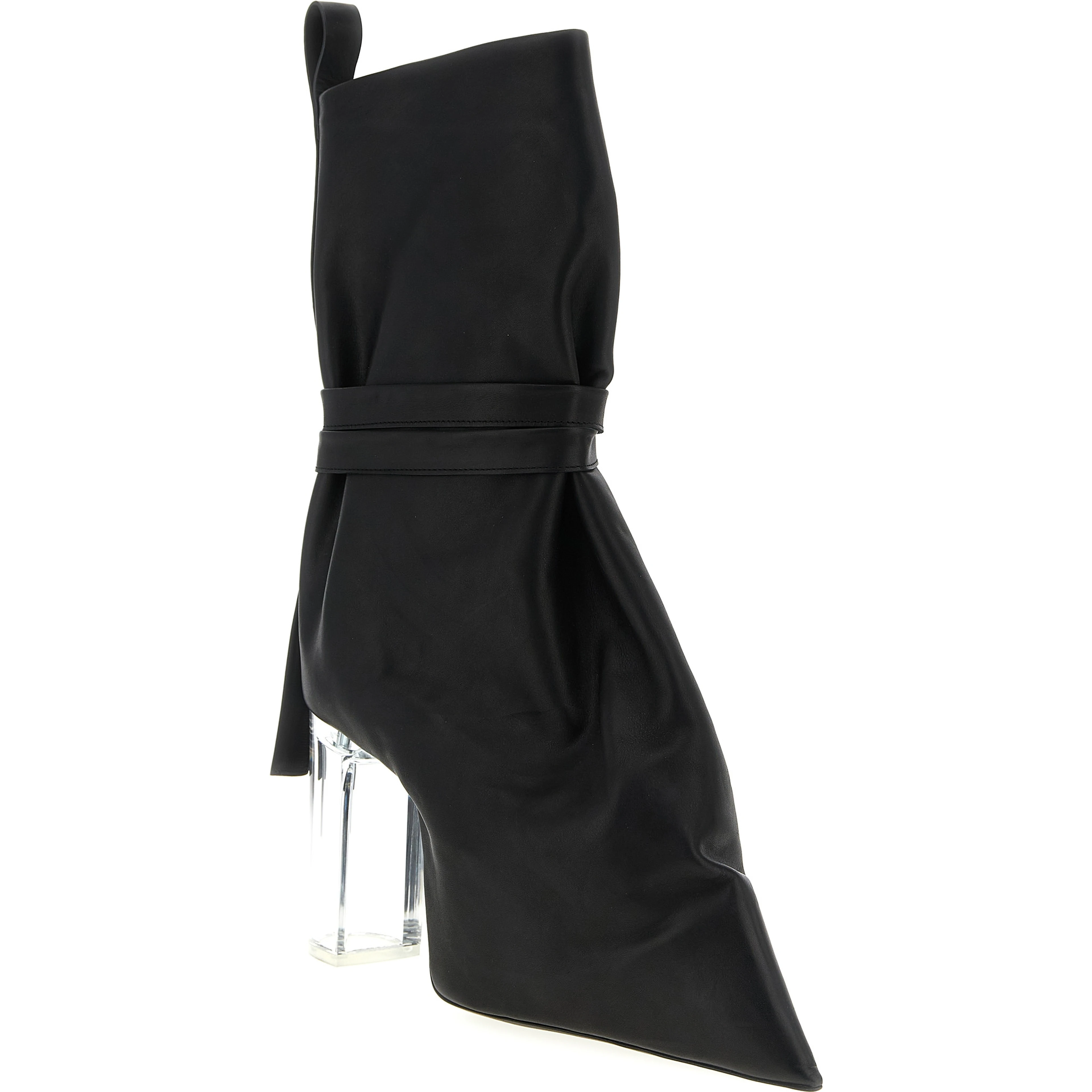 Black Cowhide Ankle Boots
