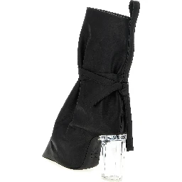 Black Cowhide Ankle Boots