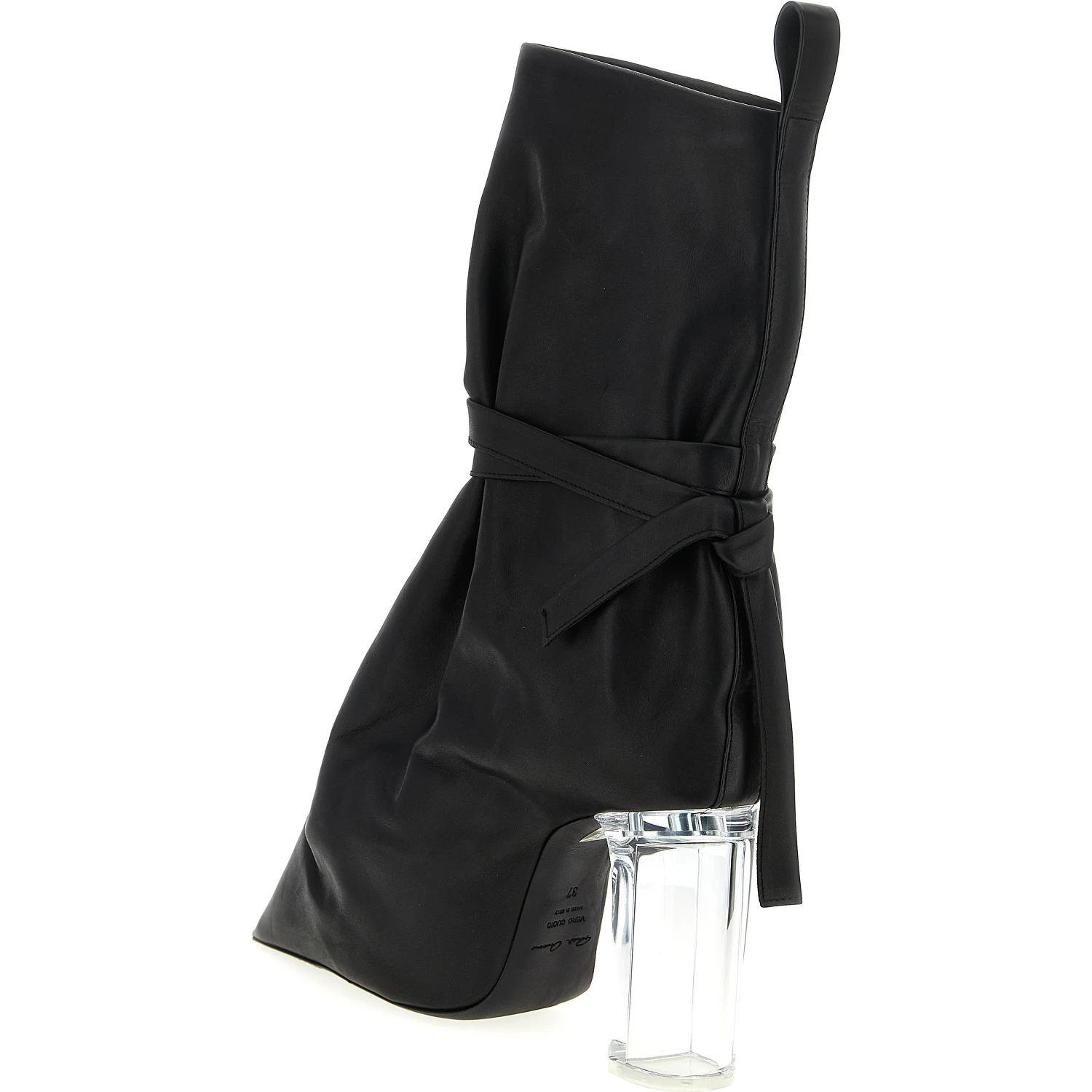 Black Cowhide Ankle Boots