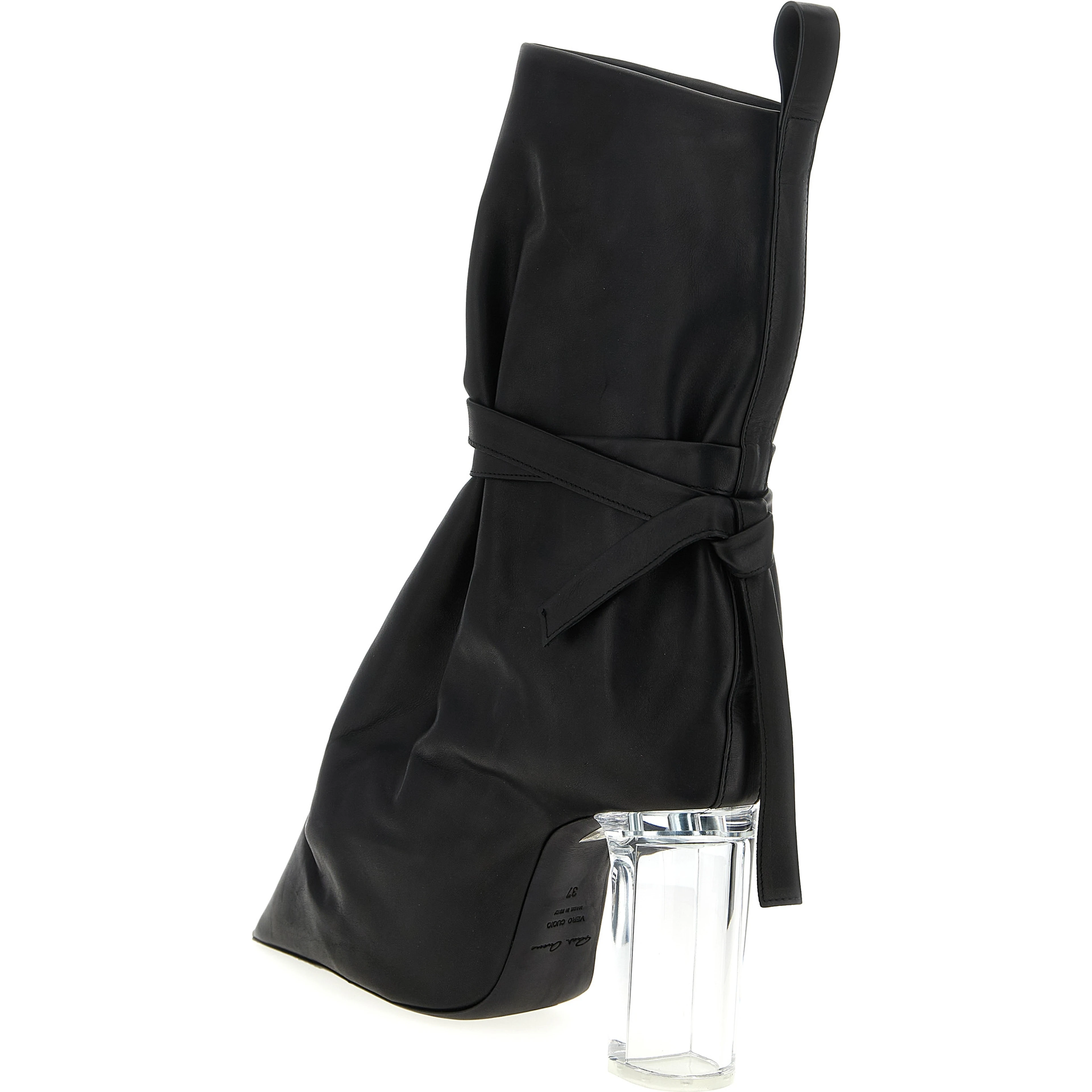 Black Cowhide Ankle Boots