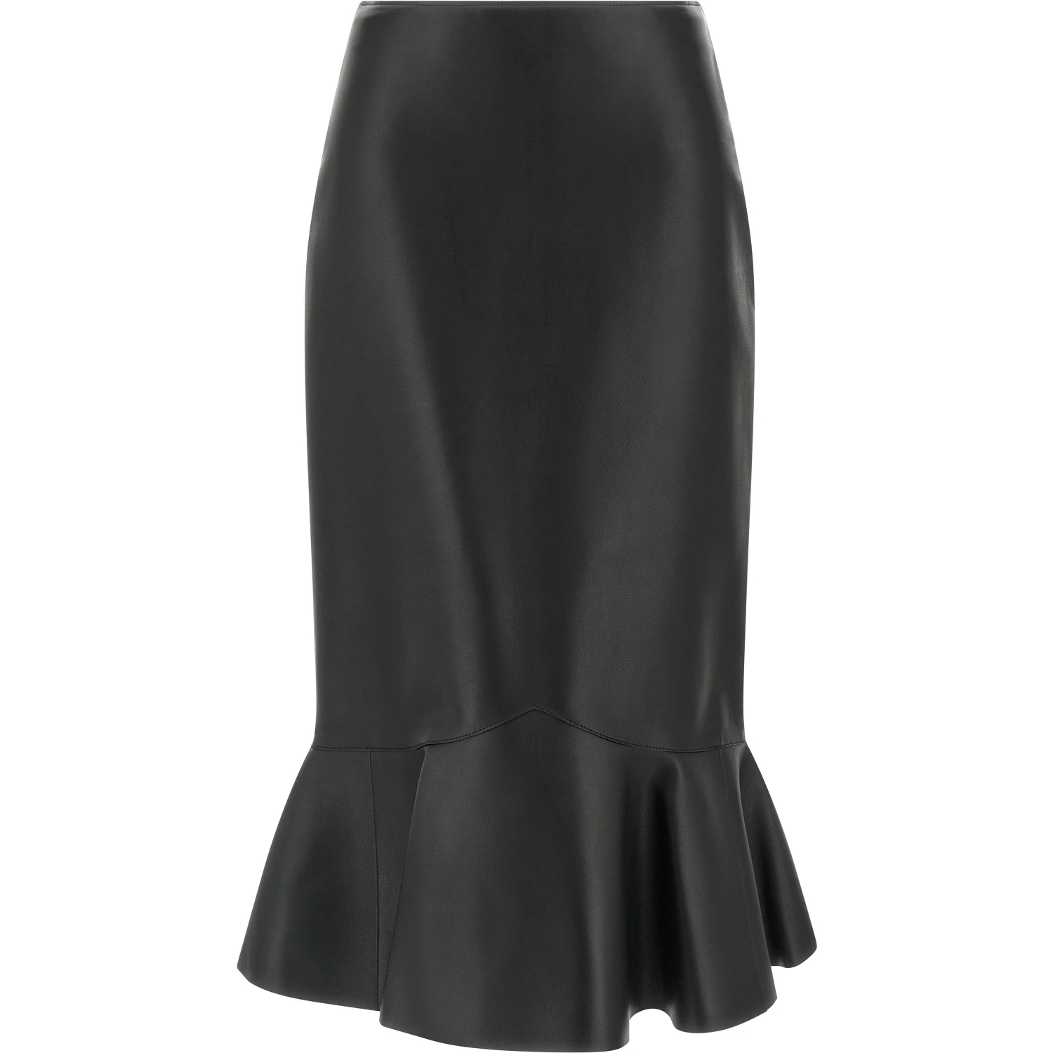 Black Lamb Leather Midi Skirt