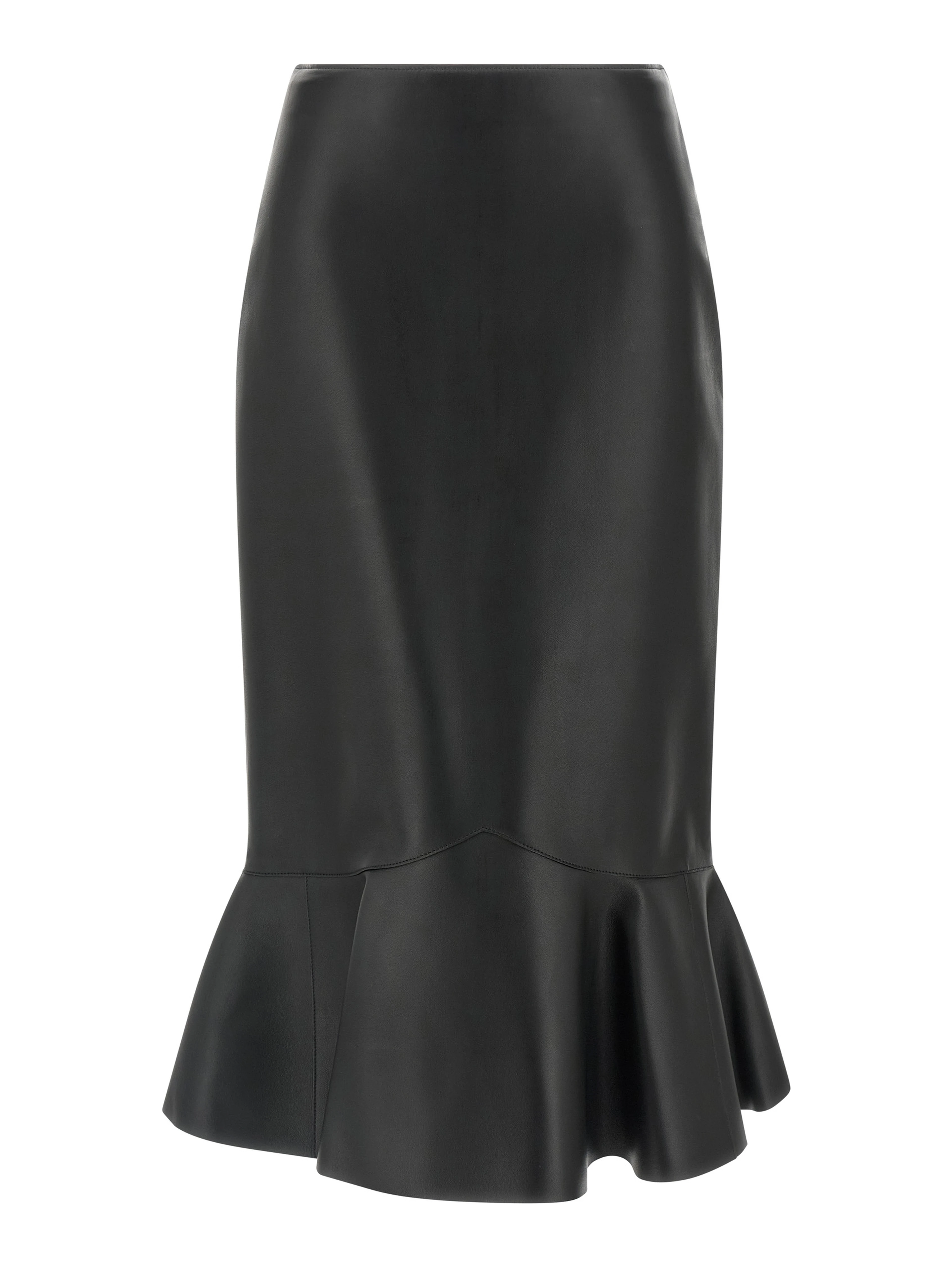 Black Lamb Leather Midi Skirt