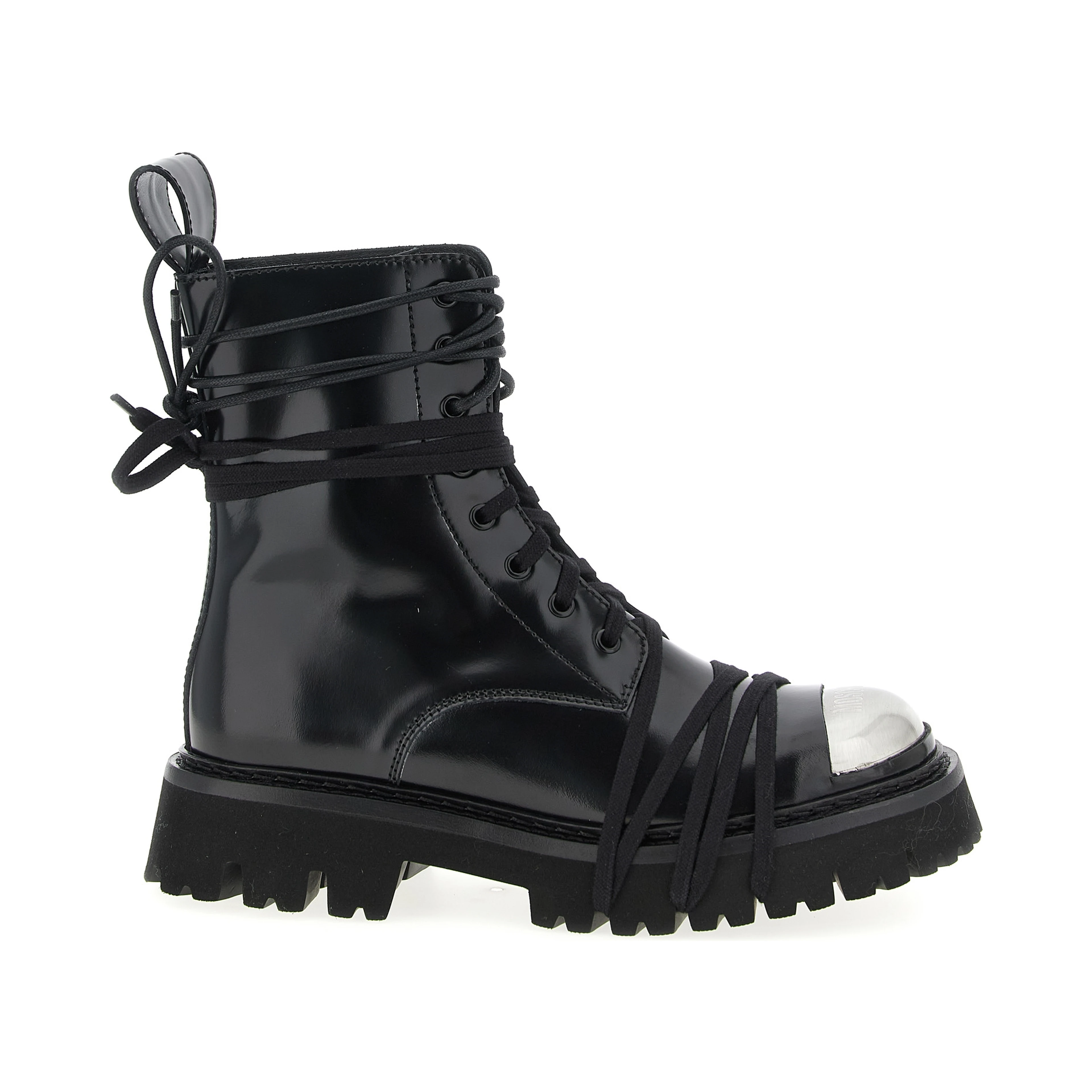 Black Calfskin Lace-Up Boots