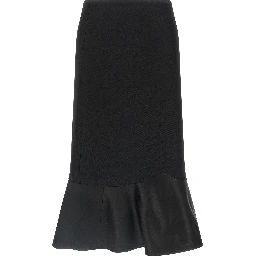 Black Virgin Wool Midi Skirt