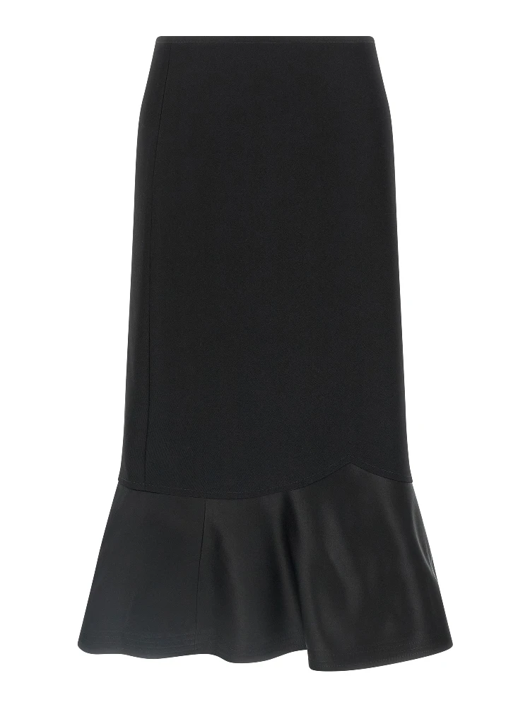 Black Virgin Wool Midi Skirt